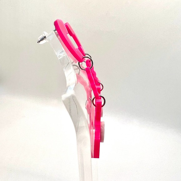 Telephone Earrings - Barbie Earrings - Retro Earrings - Pink Rotary Phone - Picture 3 of 8